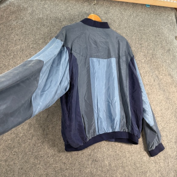 Vintage‎ Olympic Exposure Womens Jacket Large Blue Colorblock 100% Silk Full Zip - Picture 7 of 11